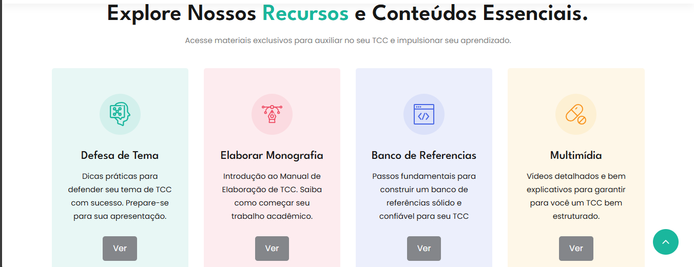 Página de serviços do site