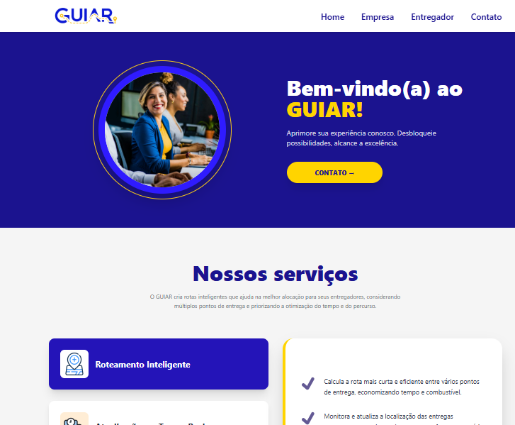 Página de serviços do site